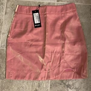 NWT nasty gal glass fabric curved hem mini skirt.